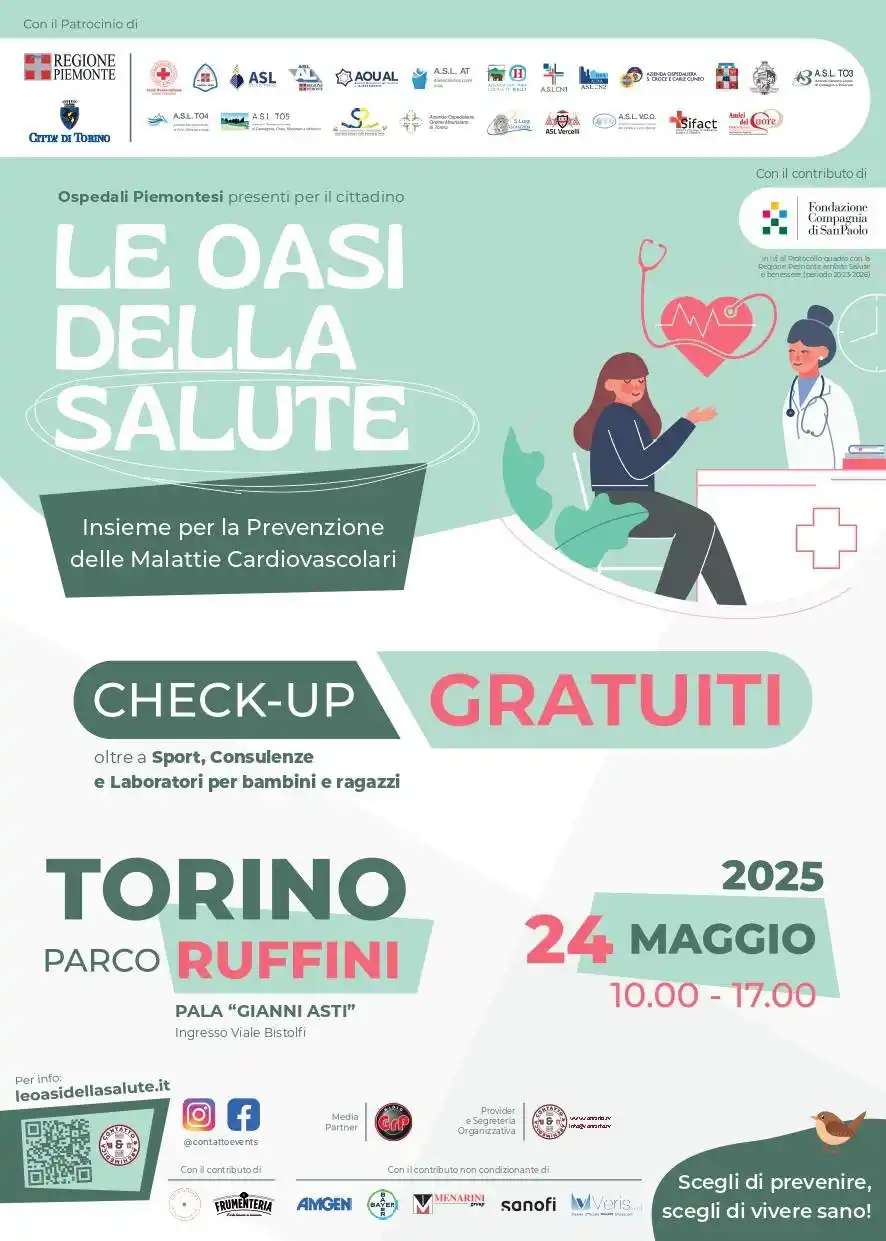Image from Regione Piemonte: 🩺 Le Oasi della Salute – Sabato 24 maggio a Torino! Al Parco Ruffini ...
