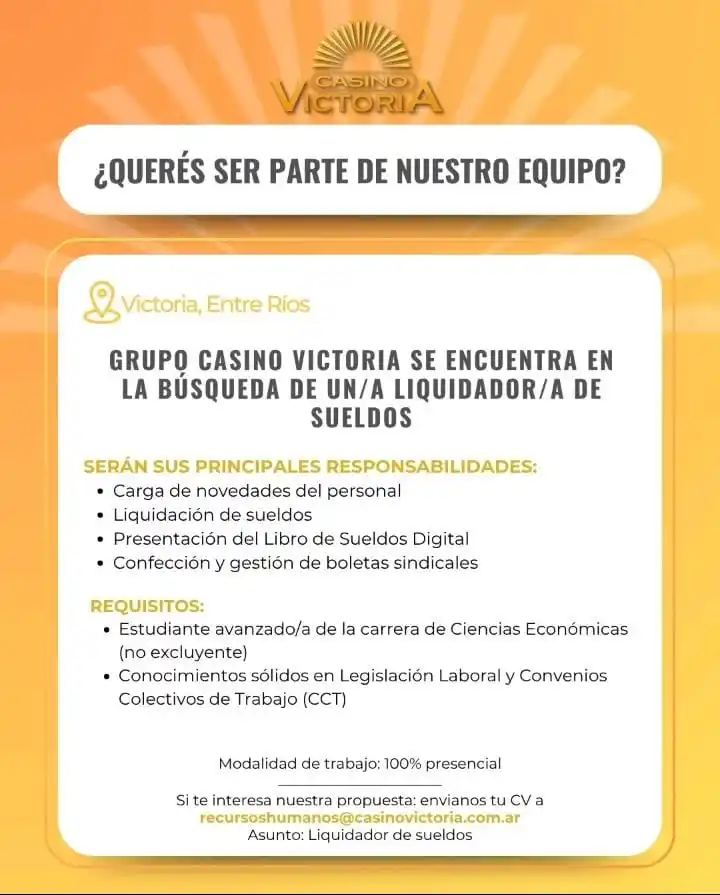 Image from 🌈✨️ Empleo360 💖: 👨🏻💼✨ *Liquidador/a de Sueldos* 📍 *Victoria, Entre Ríos* 📧 recu...