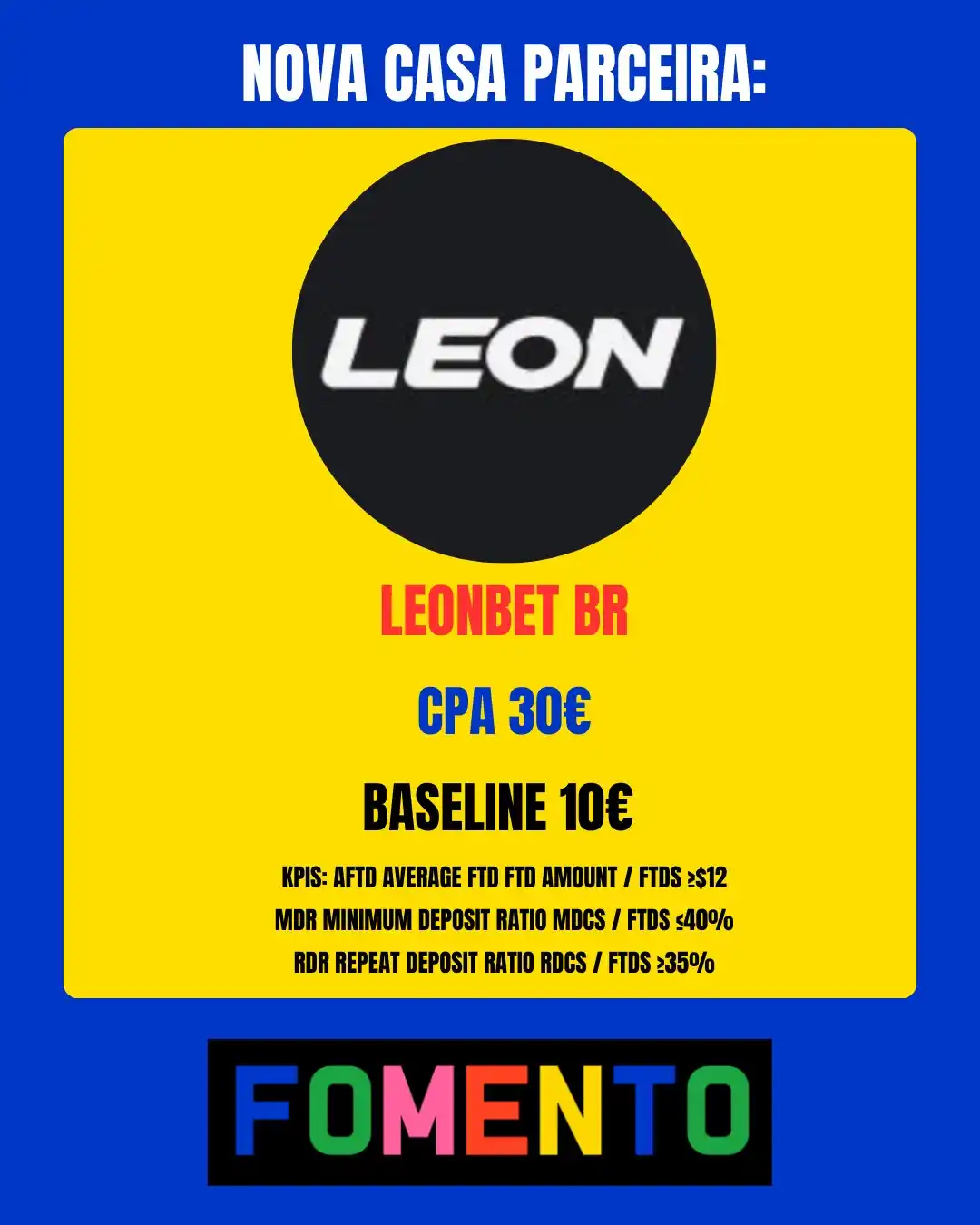 Image from Afiliados da Fomento: 🚀 Nova campanha: *LeonBet* https://fomentoindustriesltd10525901.o18.l...