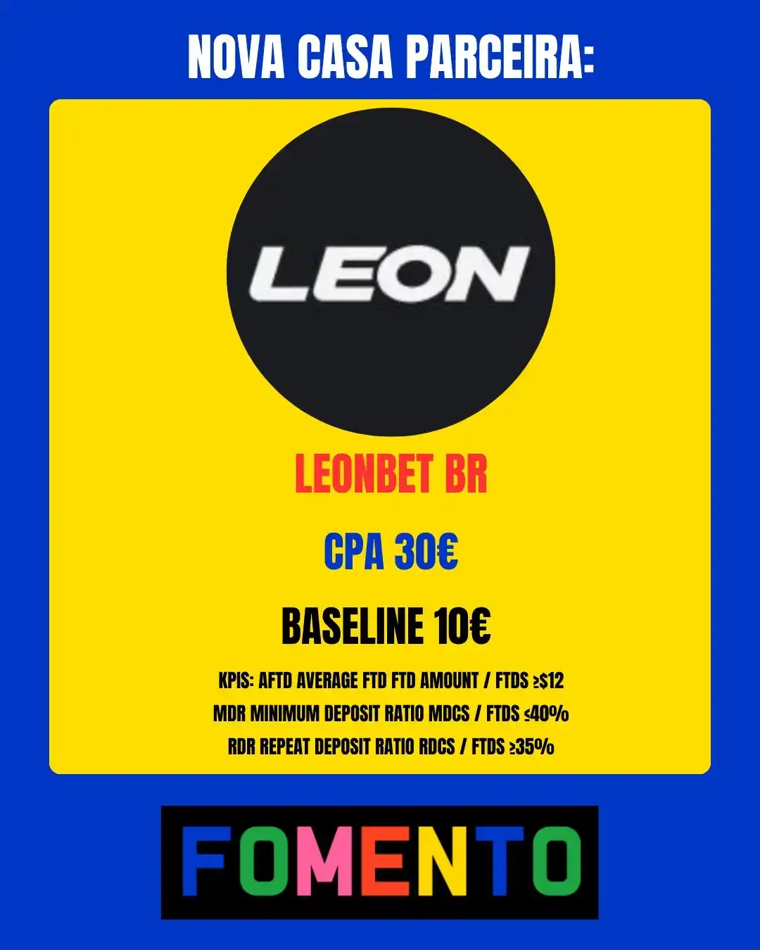 Image from Afiliados da Fomento: 🚀 Nova campanha: *LeonBet* https://fomentoindustriesltd10525901.o18.l...