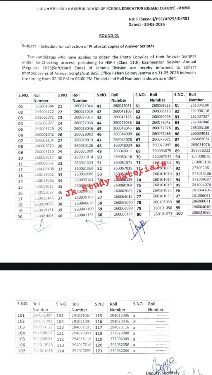 Image from Jk Study Materials: *Round 1(One) for collection of Photocopy of Answer Scripts for HSP-I ...