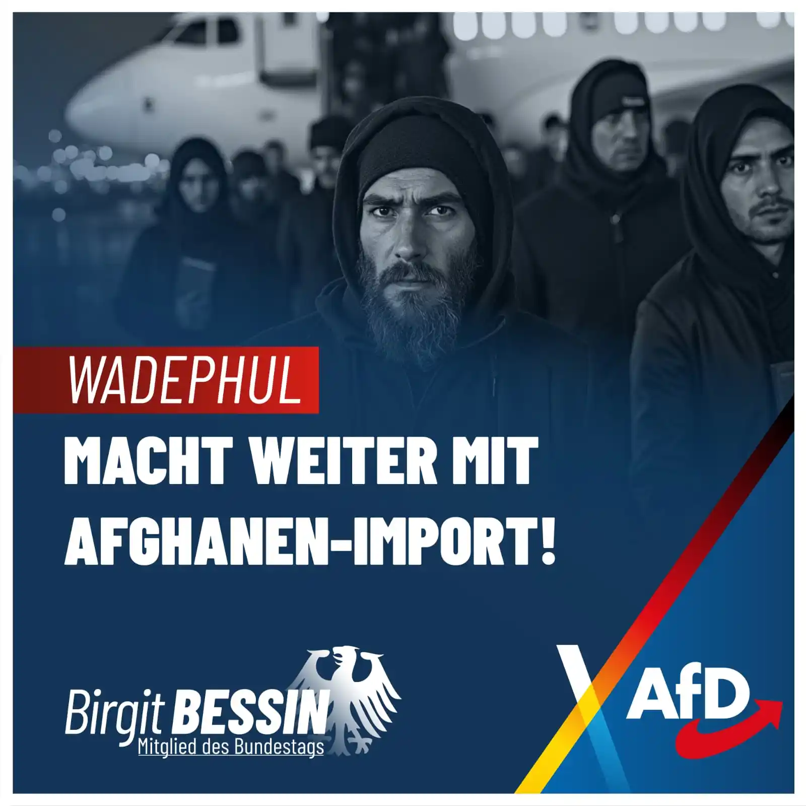 Image from Birgit BESSIN - AfD: ❗️Wadephul macht weiter mit Afghanen-Import! ⚠️ Es passt scheinbar ke...