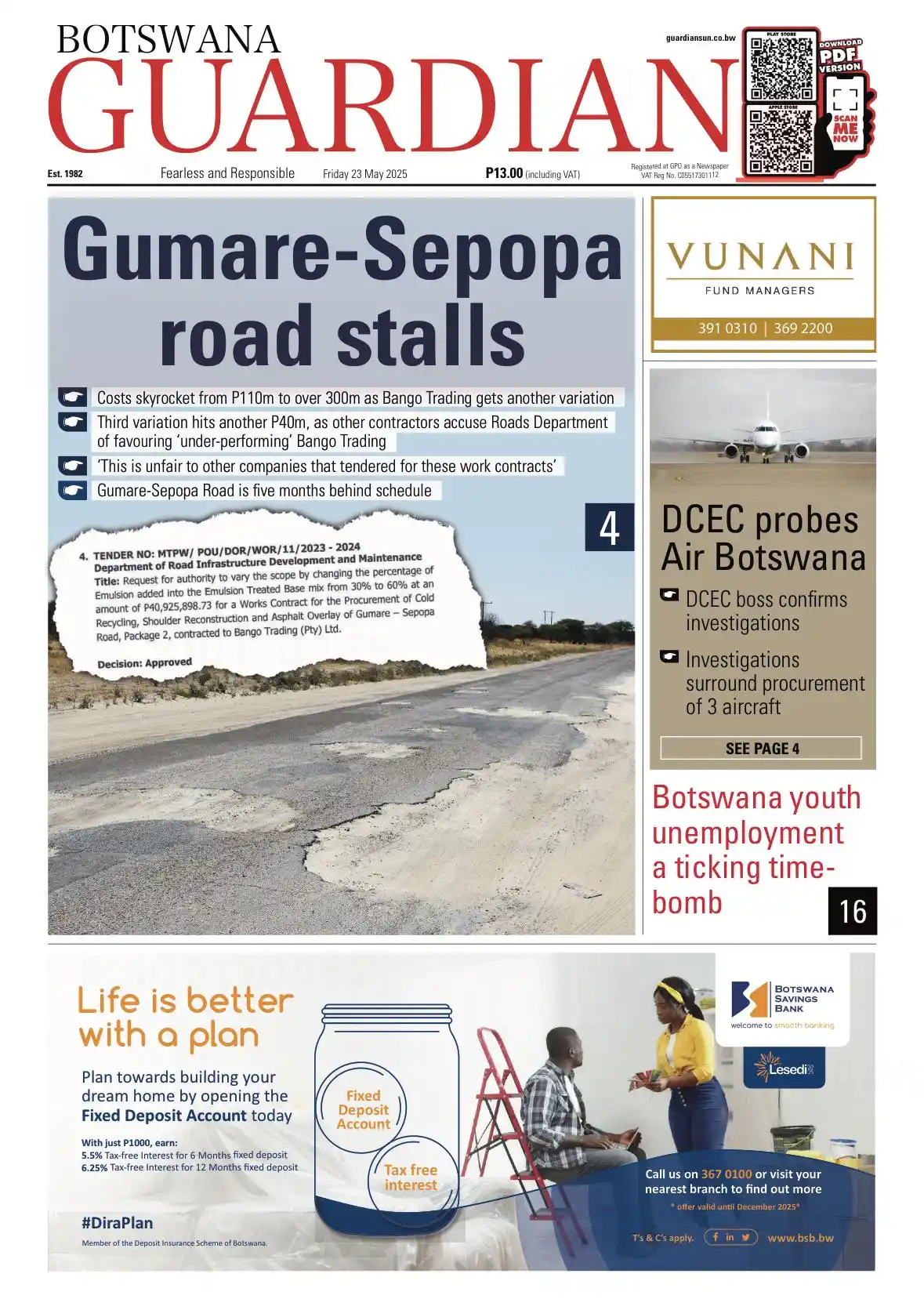Image from The Hotwire Family of Brands : *BOTSWANA GUARDIAN* *LEAD STORY/S* Gumare – Sepopa road stalls DCE...