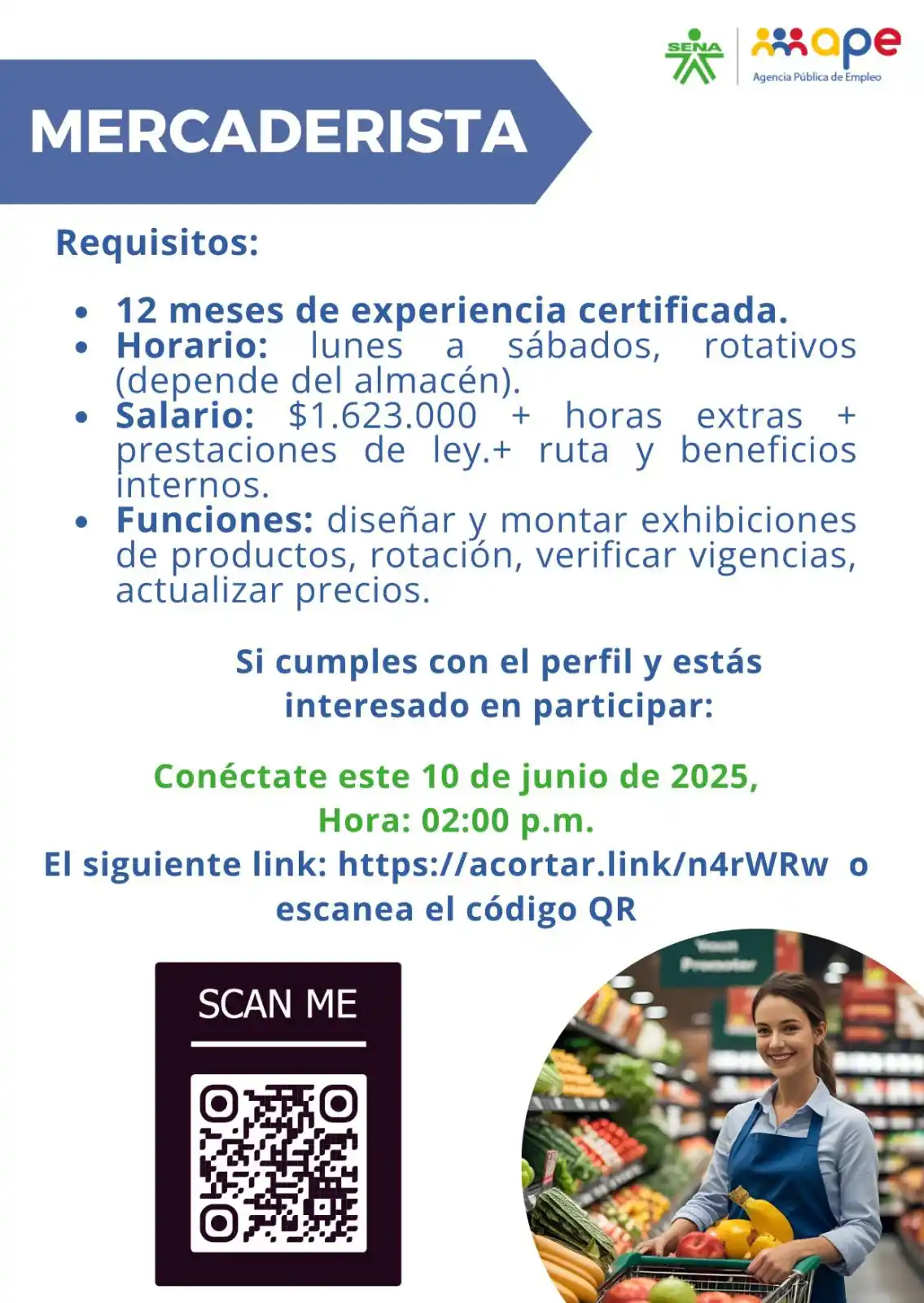 Image from Oportunidades Bogotá: *Más de 50 vacantes para Mercaderistas* Si cumples con los requisito...