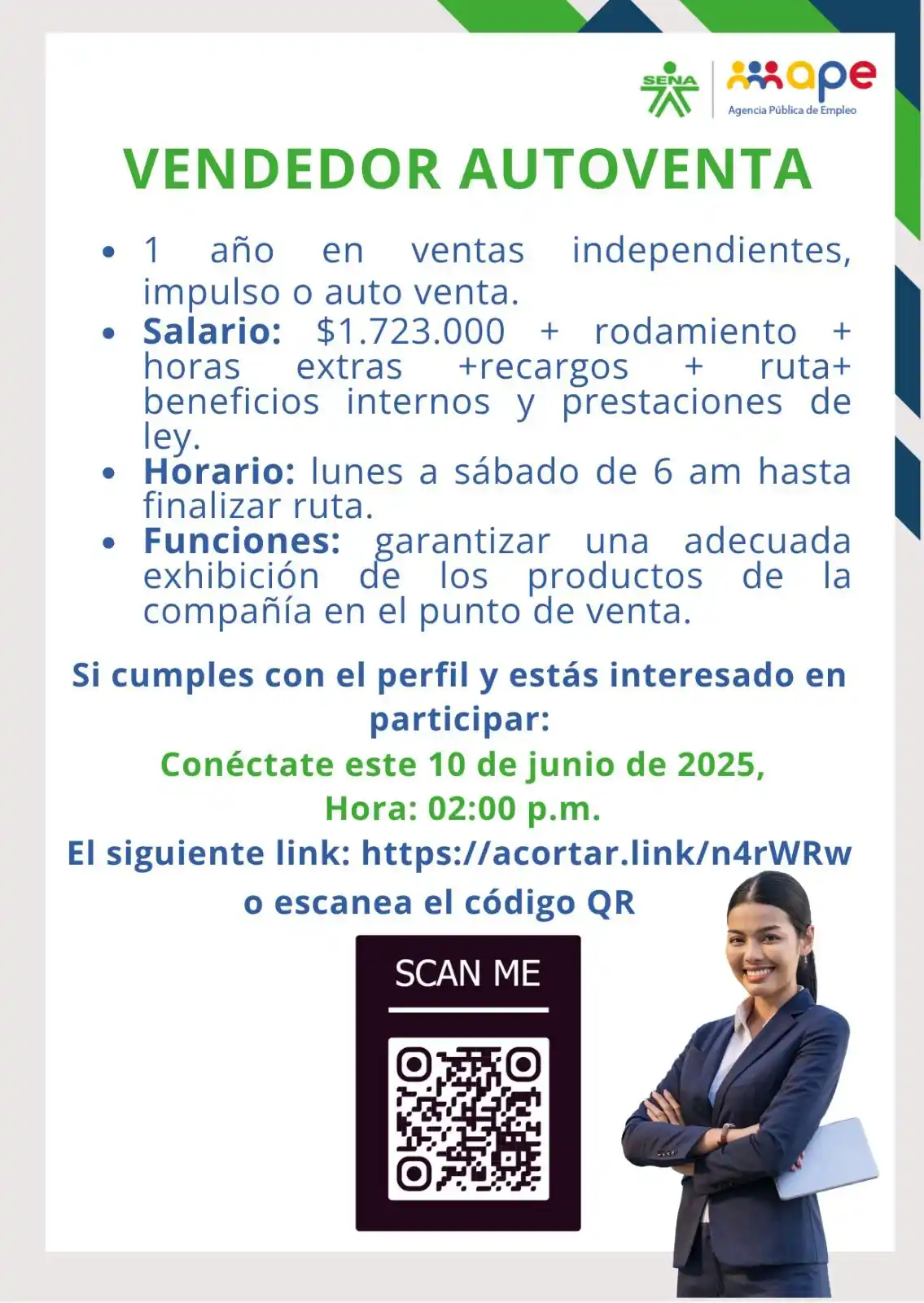 Image from Oportunidades Bogotá: *Más de 50 vacantes para Vendedores de Autoventa* Si cumples con los...