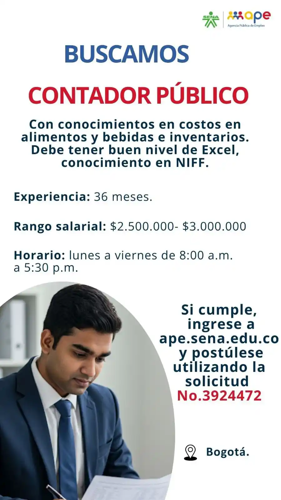 Image from Oportunidades Bogotá: Postúlate 👉🏻 https://agenciapublicadeempleo.sena.edu.co/spe-web/spe/...