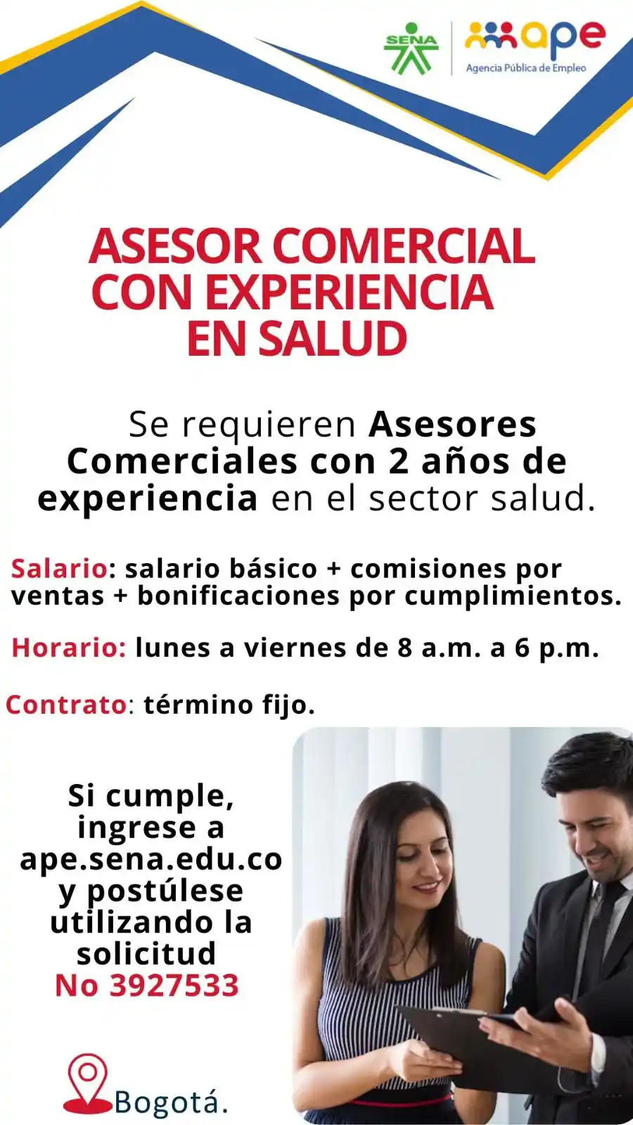 Image from Oportunidades Bogotá: Postúlate 👉🏻 https://agenciapublicadeempleo.sena.edu.co/spe-web/spe/...