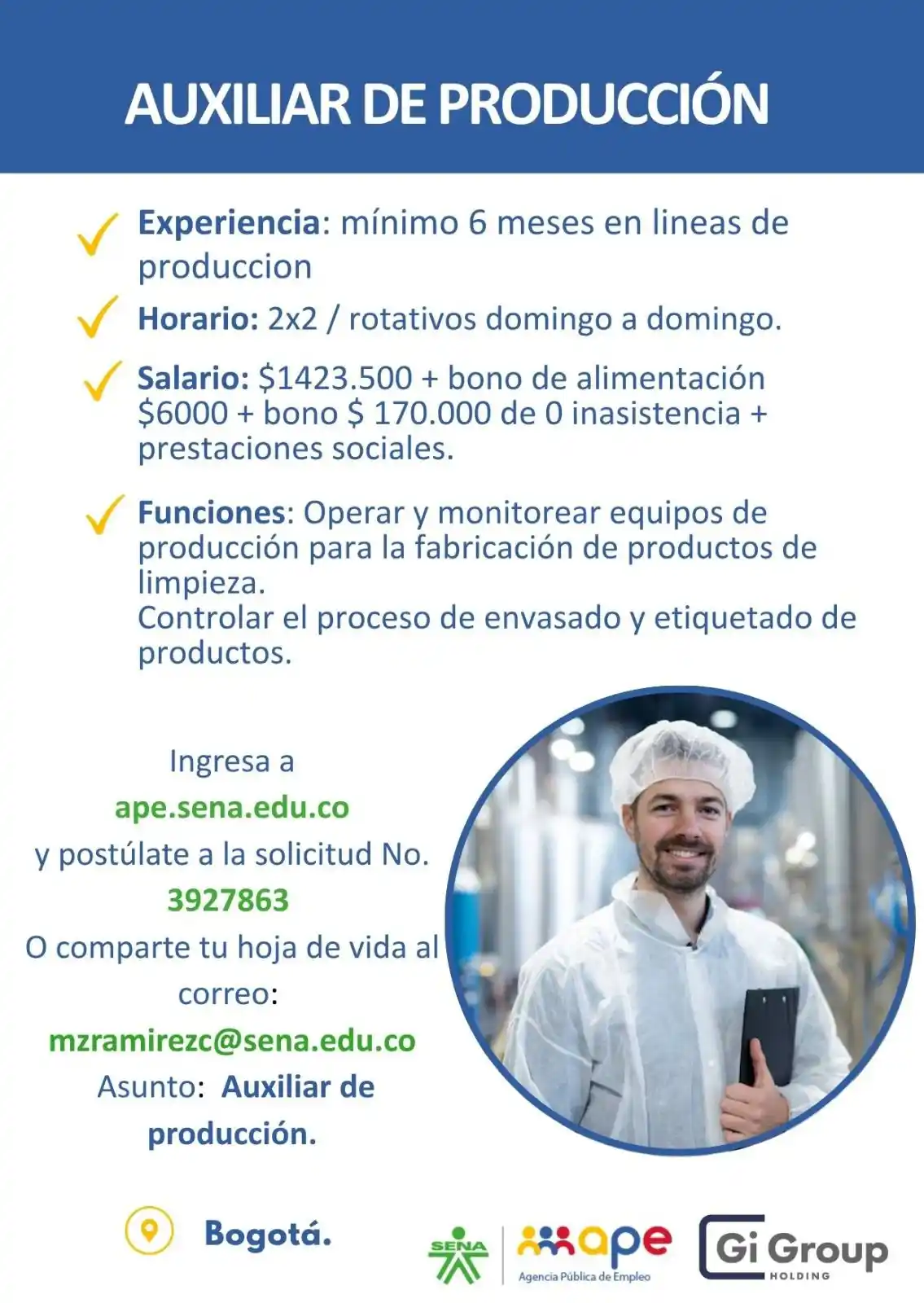 Image from Oportunidades Bogotá: Postúlate 👉🏻 https://agenciapublicadeempleo.sena.edu.co/spe-web/spe/...