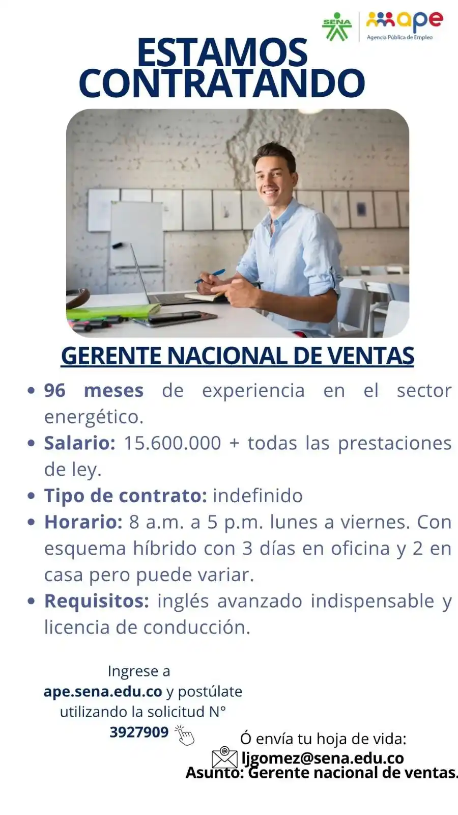 Image from Oportunidades Bogotá: Postúlate 👉🏻 https://agenciapublicadeempleo.sena.edu.co/spe-web/spe/...