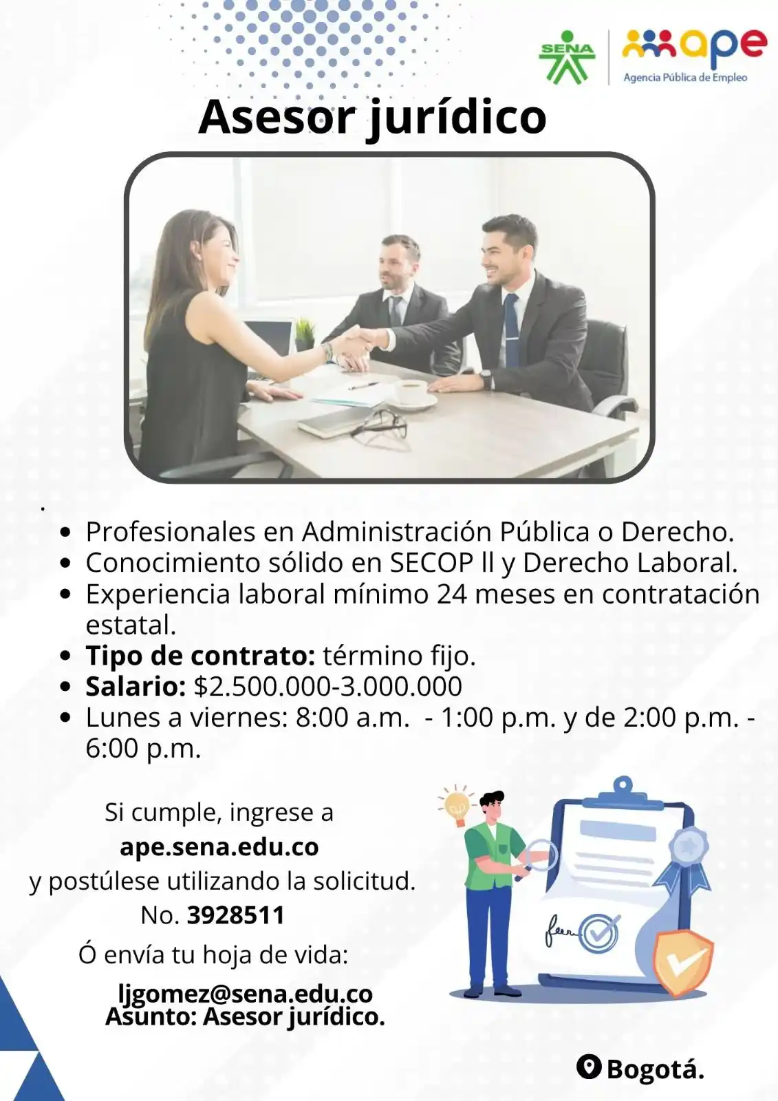 Image from Oportunidades Bogotá: Postúlate 👉🏻 https://agenciapublicadeempleo.sena.edu.co/spe-web/spe/...