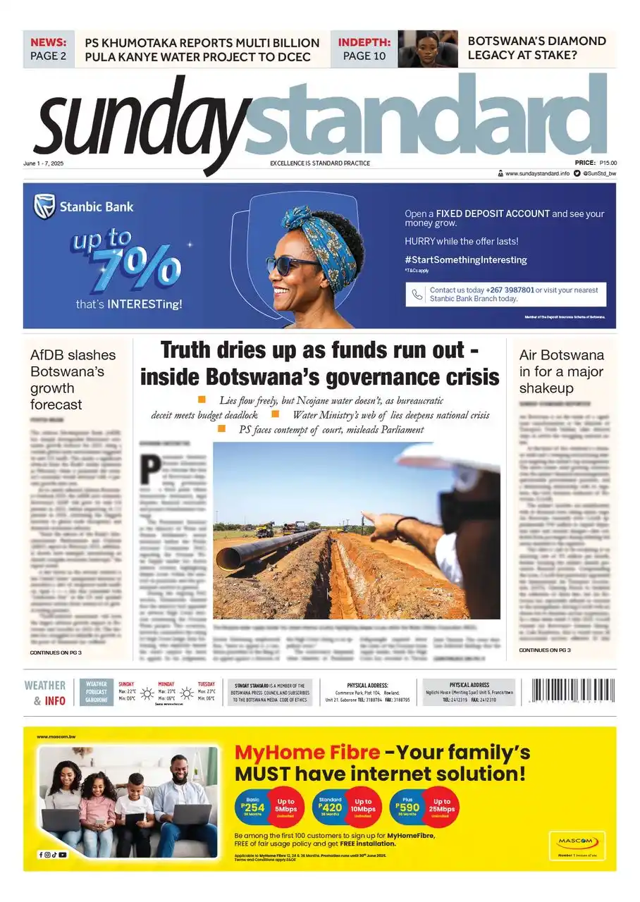 Image from The Hotwire Family of Brands : *SUNDAY STANDARD* *LEAD STORY/S* Truth dries up as funds run out ins...