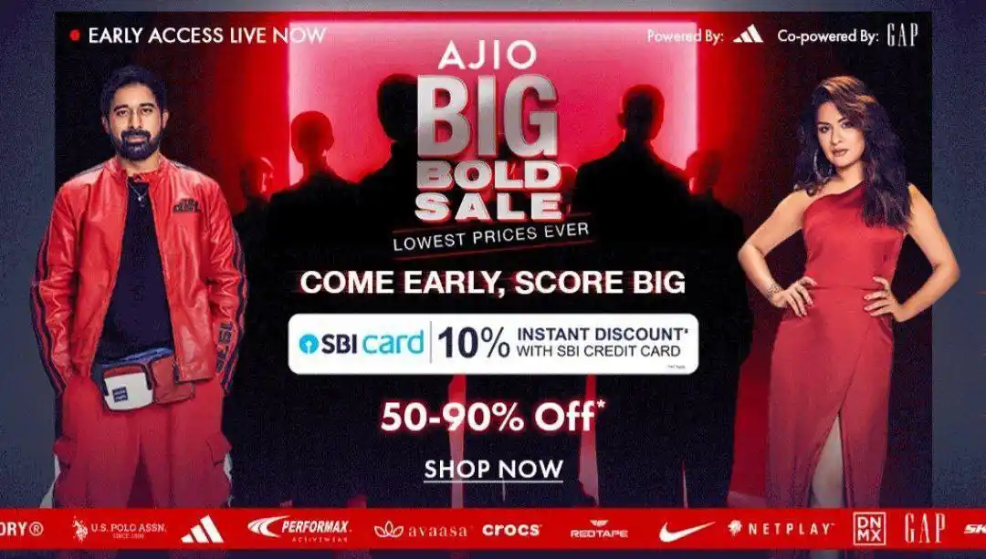 Image from QUICK DEALS: AJIO Loot : Big Bold Sale Is Live + Flat 15% Cashback🔥😍❤️🔥. Homep...