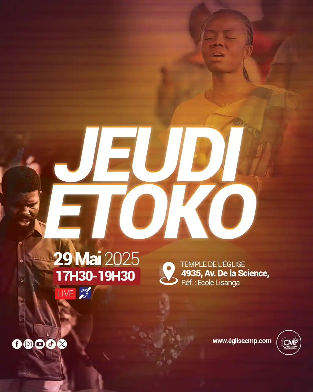 Image from Centre Missionnaire Philadelphie: *Biso kaka Yesu* C’est pour ce soir, notre rendez-vous des intimes de...