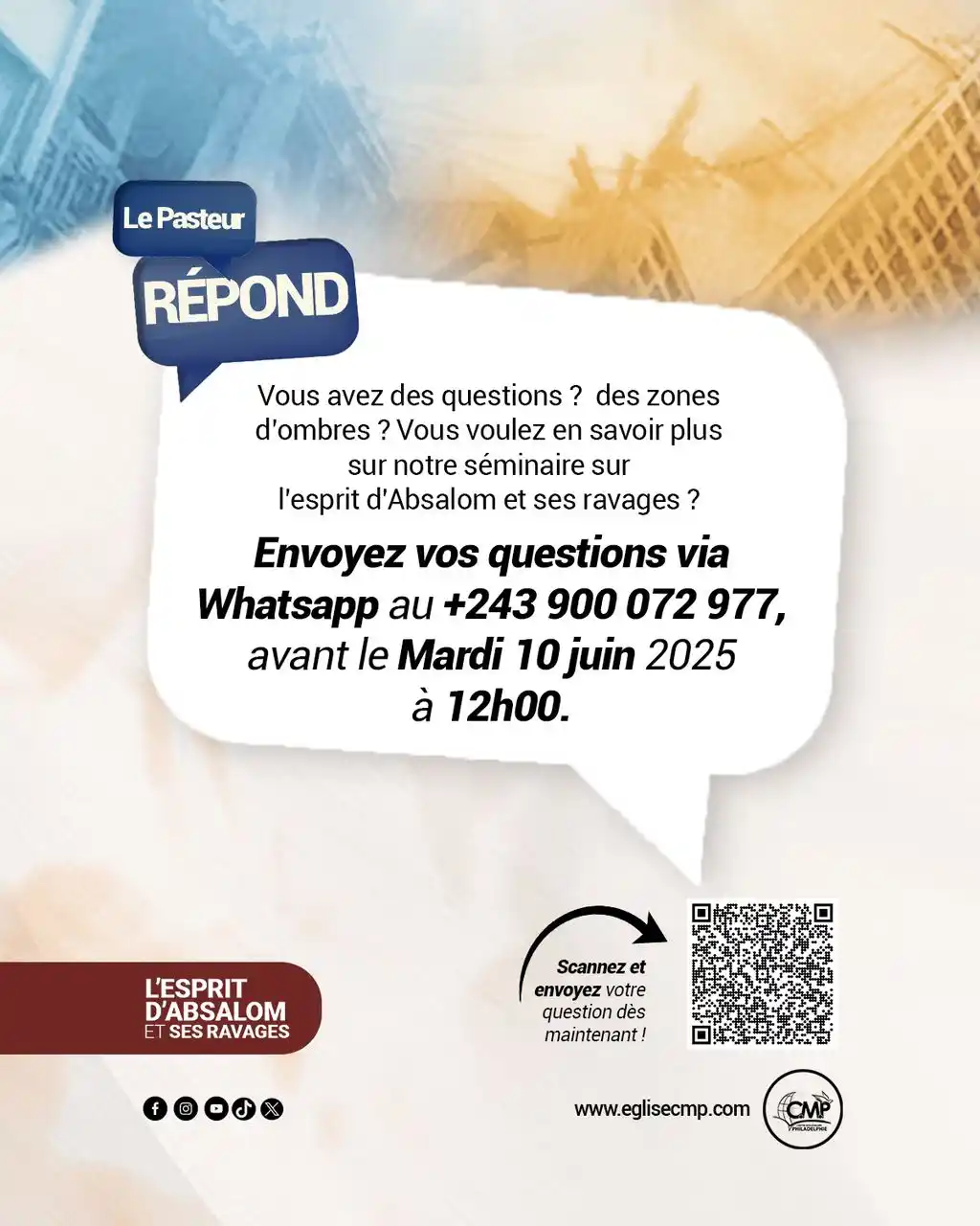 Image from Centre Missionnaire Philadelphie: ❓Des questions sur "l’esprit d’Absalom et ses ravages" ? Des zones d’o...