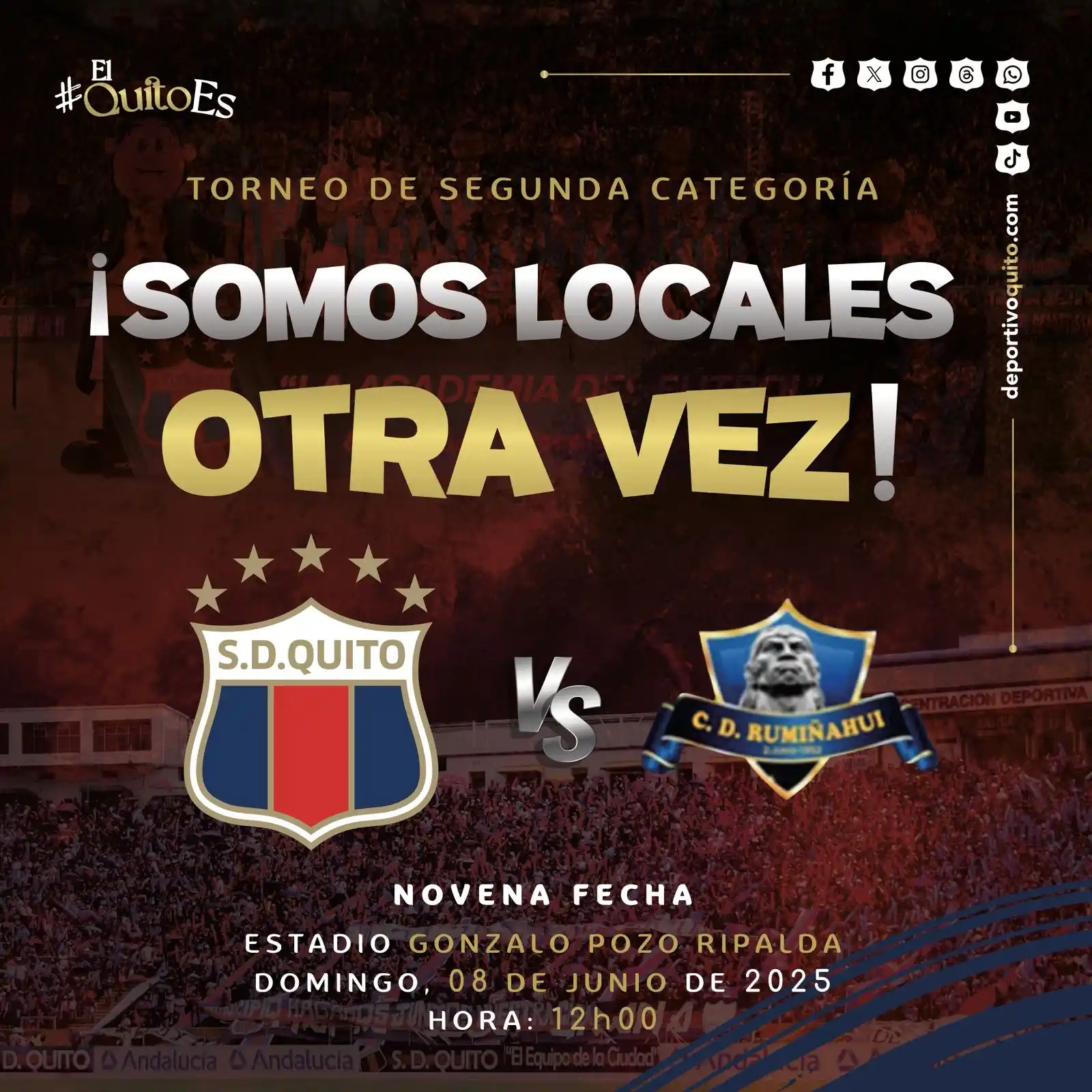Image from SDQUITO Oficial : Información ℹ️ boletería estadio 🏟️  🗓️ Domingo 8 de junio  ⏰ Apertu...