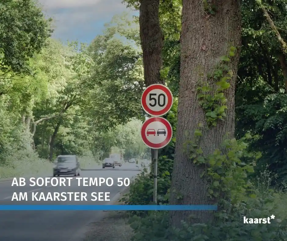 Image from Stadt Kaarst: Ab sofort gilt Tempo 50 am Kaarster See 🏖️ Seit heute gilt im Bereic...