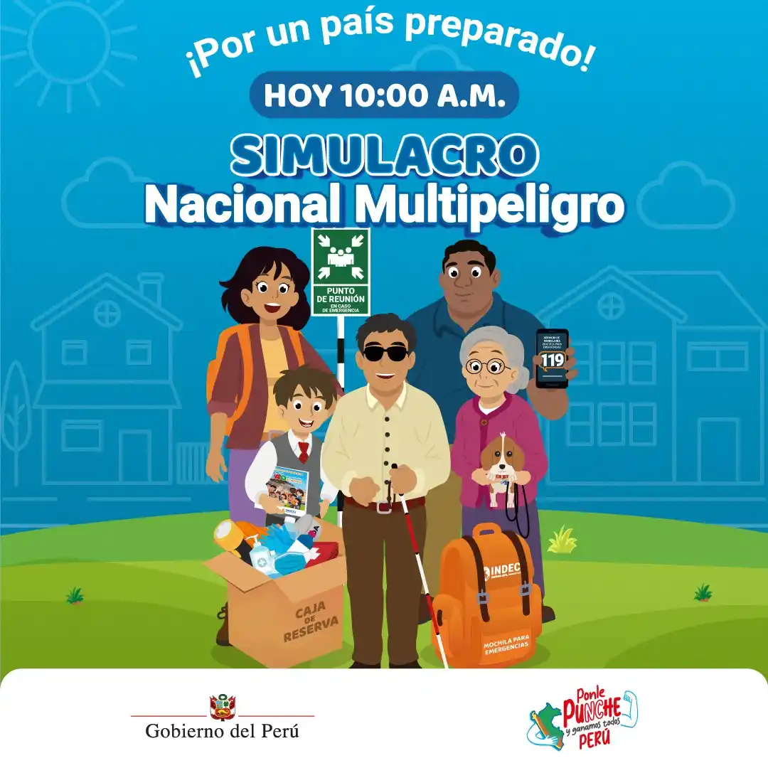 Image from Gobierno del Perú 🇵🇪: 📢 ¡Es hoy y todo el Perú debe participar 🇵🇪💪! A las 10 a. m. inici...