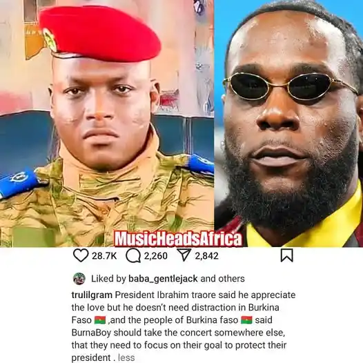 Image from African Library • Proverbs • Literature • Poetry • Books • Art & Music with Culture added on Beauty👌🏿: Allegedly President Traore reportedly cancels Burnaboy's concert in Bu...