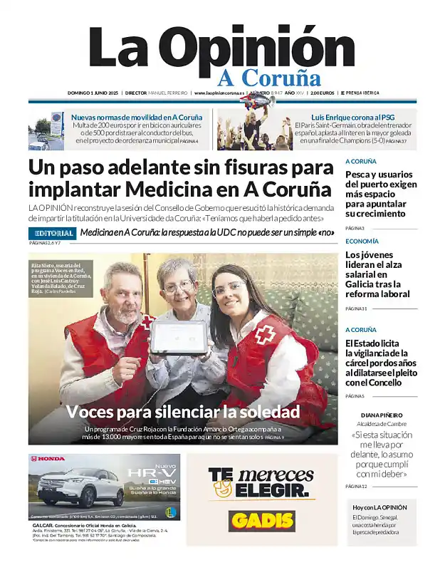 Image from LA OPINIÓN A CORUÑA: ¡Buenos días! Os dejamos la portada de este domingo, 1 de junio de 202...