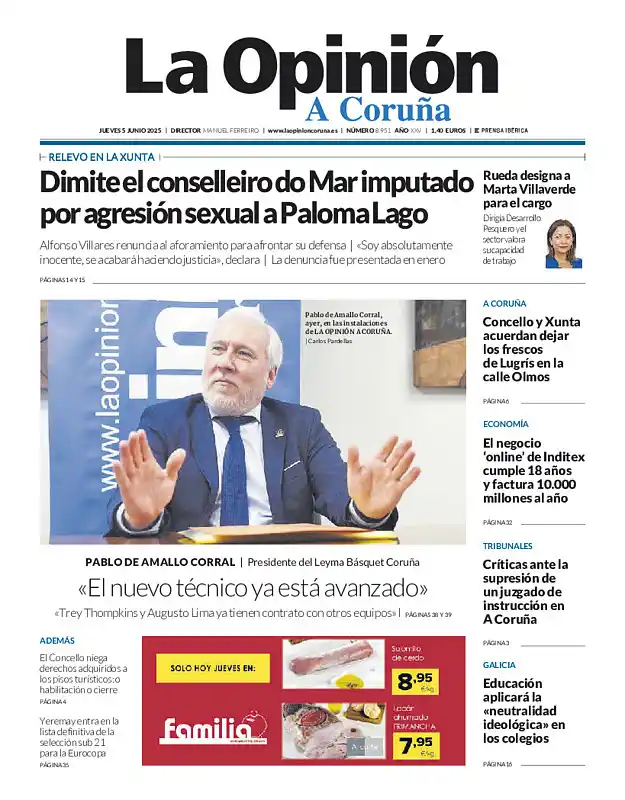 Image from LA OPINIÓN A CORUÑA: ¡Buenos días! Os dejamos la portada de este jueves, 5 de junio de 2025...