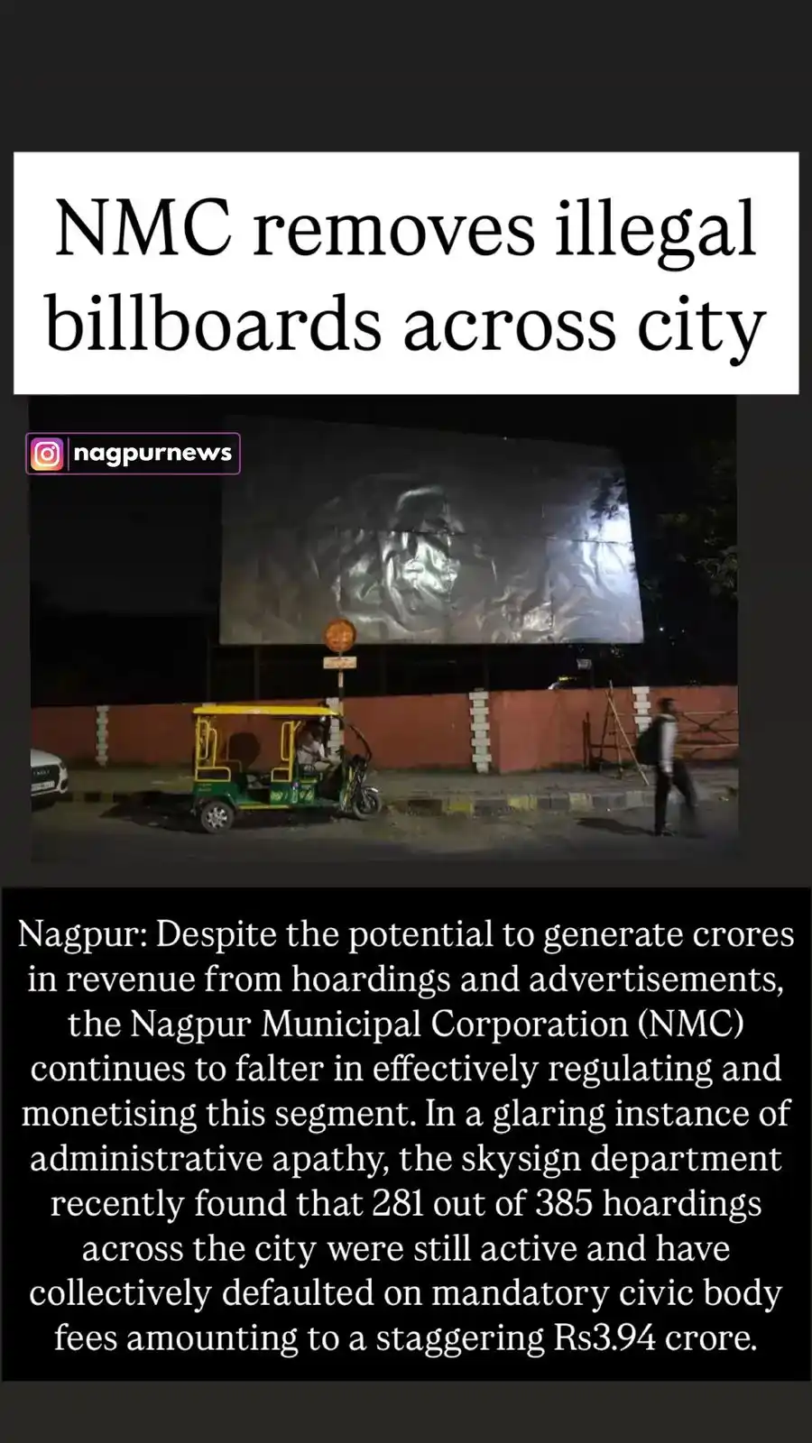 Image from Nagpur News Updates: NMC removes illegal billboards across city...