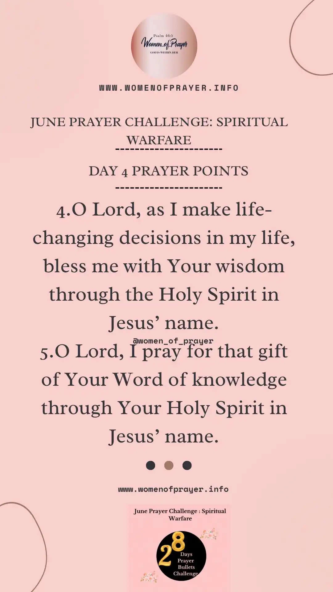Image from Women of Prayer: Pray here https://www.womenofprayer.info/post/28-days-prayer-challenge...