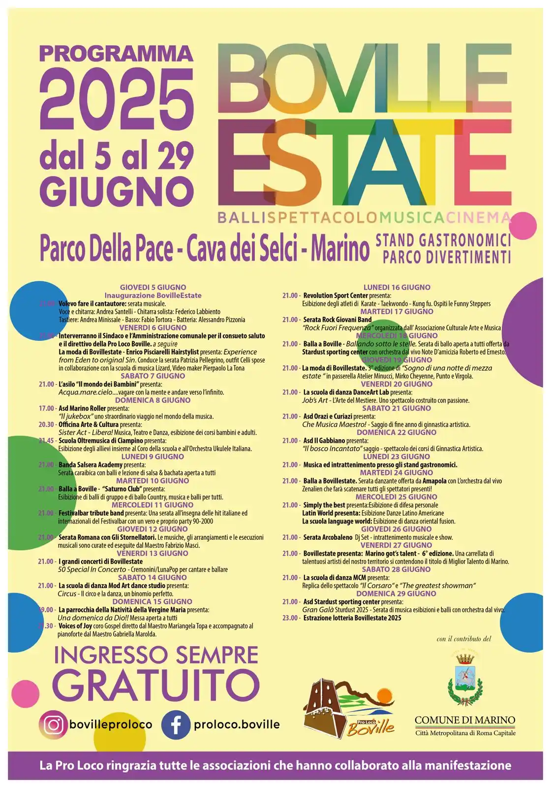 Image from Comune di Marino: BovillEstate Dal 5 al 29 giugno a Parco della Pace Da venerdì 5 giugn...