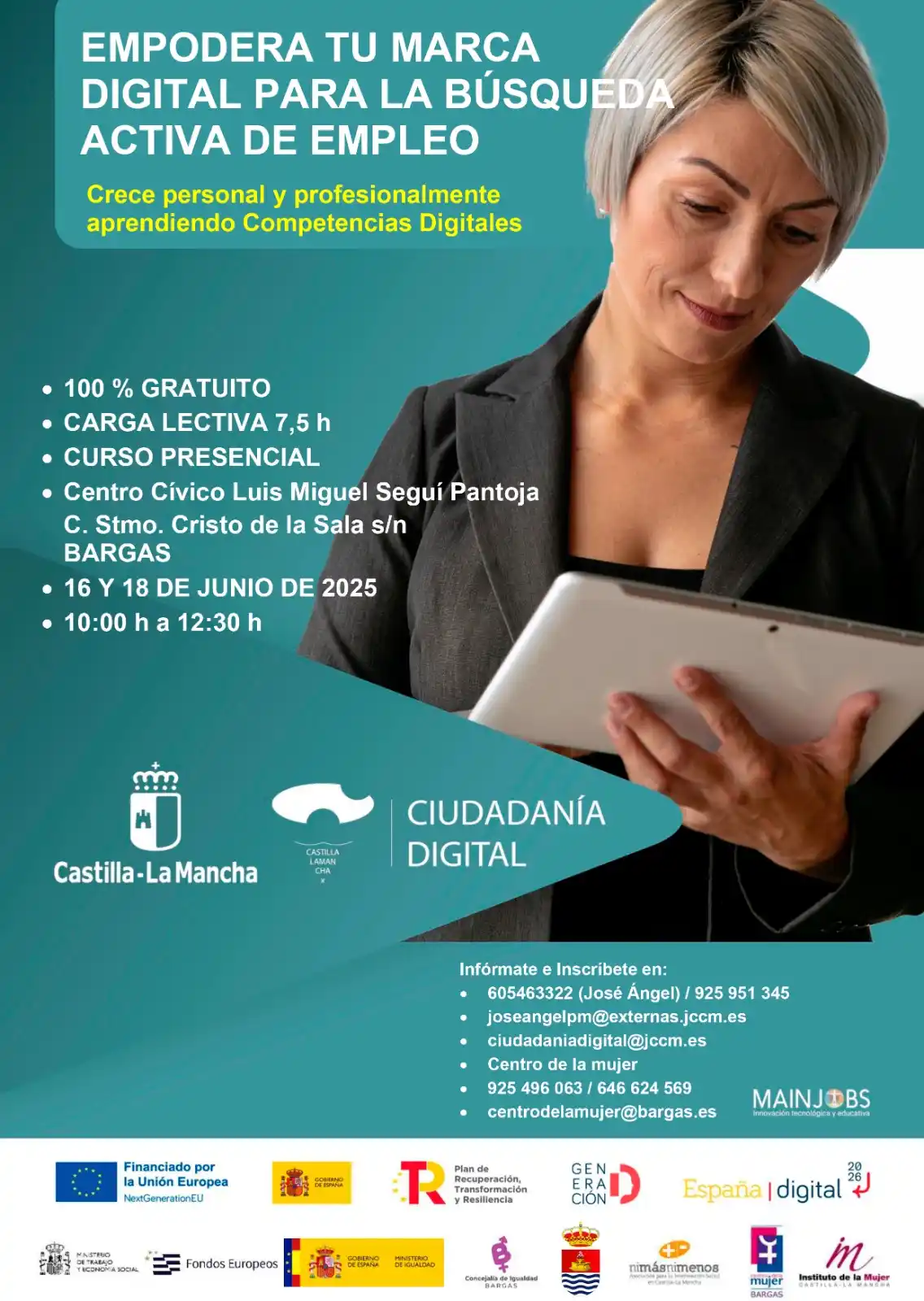 Image from Ayuntamiento de Bargas: *📢 CURSO: «EMPODERA TU MARCA DIGITAL PARA LA BÚSQUEDA ACTIVA DE EMPLE...