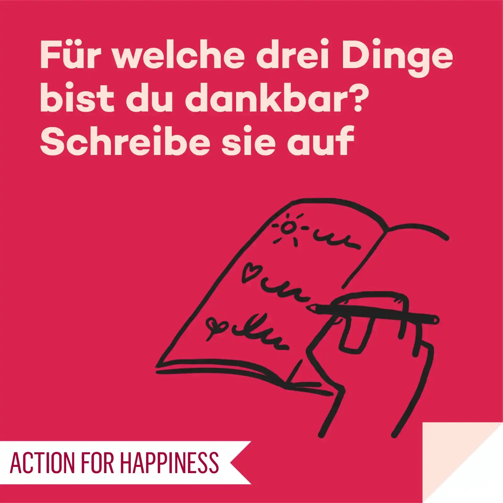 Image from Action for Happiness DE: 🙂 FREUDIGER JUNI, Tag 5 🌞 Für welche drei Dinge bist du dankbar? Sch...