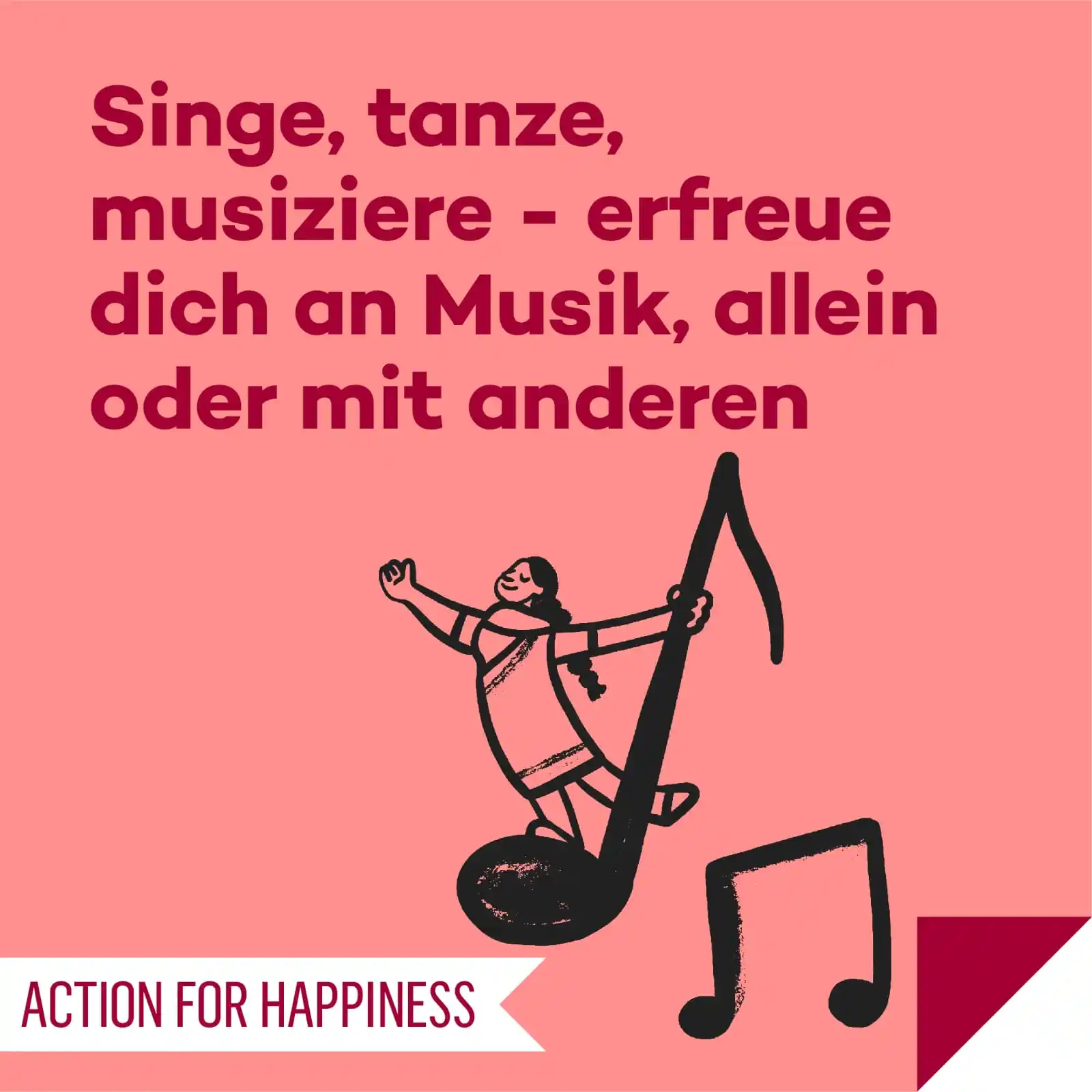 Image from Action for Happiness DE: 🙂 FREUDIGER JUNI, Tag 8 🌞 Singe, tanze, musiziere - erfreue dich an ...