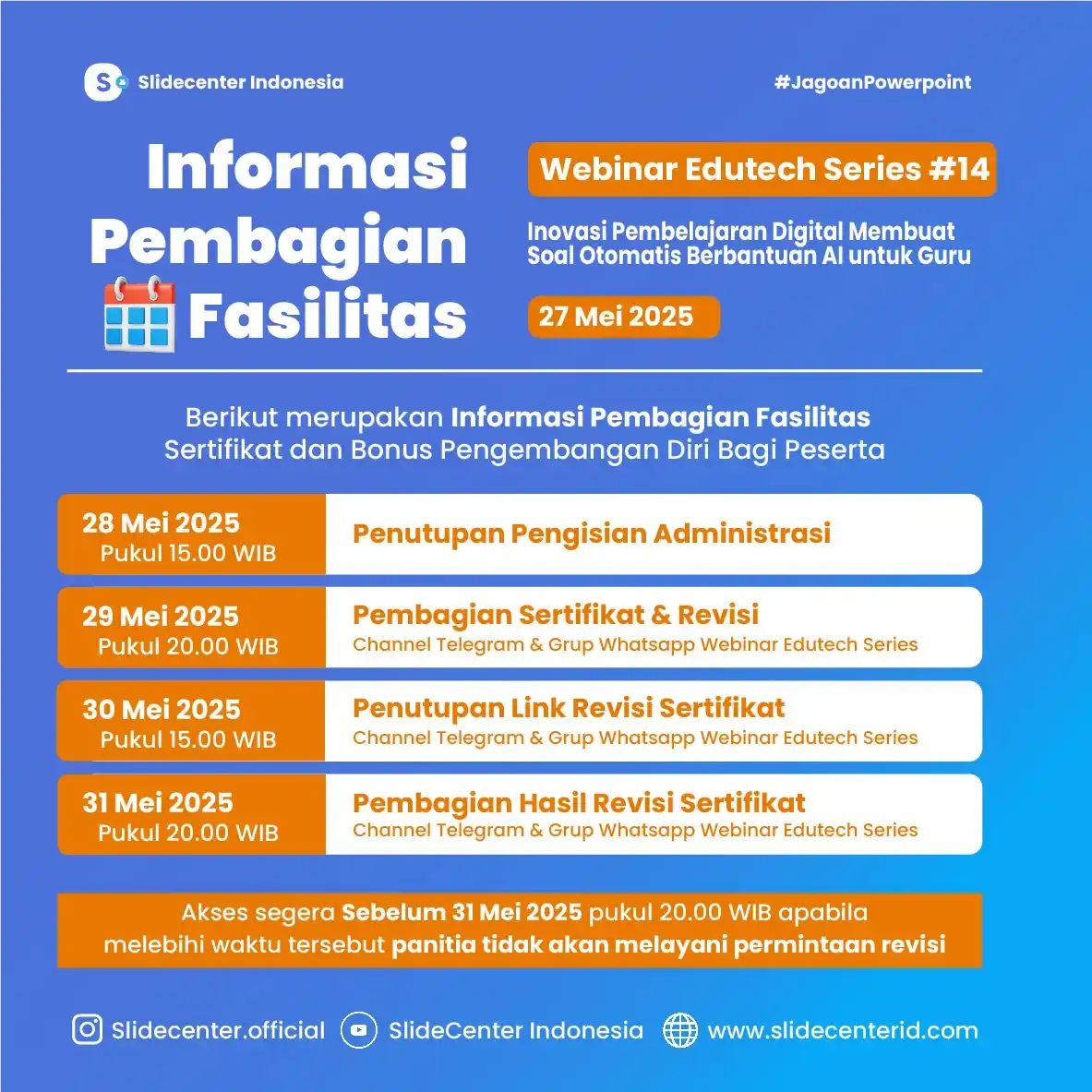 Image from Webinar Series - Media Pembelajaran: 🚨 *REMINDER UNDUH SERTIFIKAT WEBINAR EDUTECH <a class="text-blue-500 ...