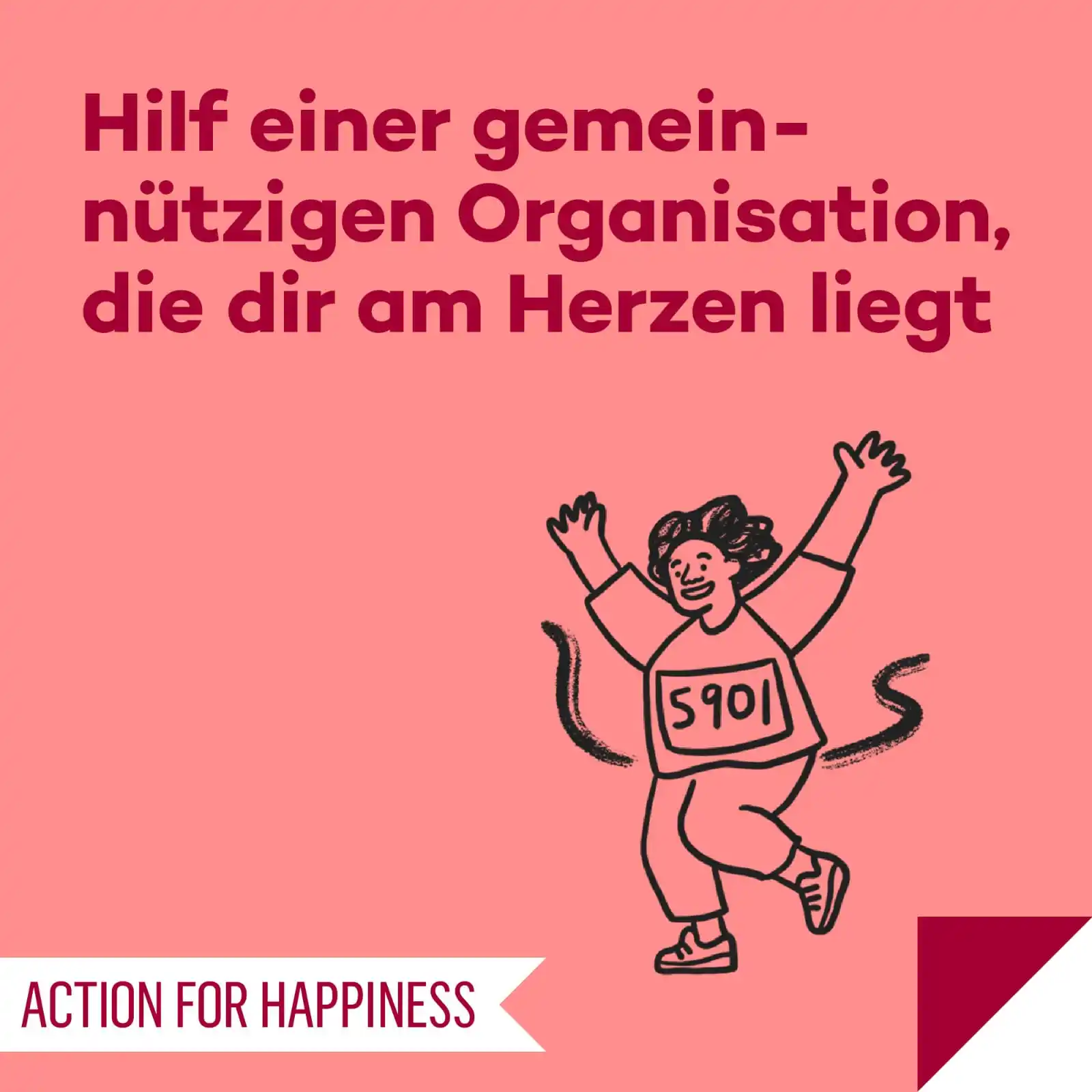 Image from Action for Happiness DE: 👥 SINNVOLLER MAI, Tag 22 🌍 Hilf einer gemeinnützigen Organisation, d...
