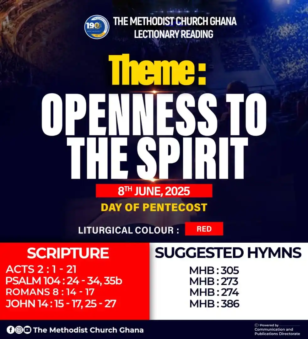 Image from THE METHODIST CHURCH GHANA: 📣 | 𝗟𝗘𝗖𝗧𝗜𝗢𝗡𝗔𝗥𝗬 𝗥𝗘𝗔𝗗𝗜𝗡𝗚   Join us this morning for wo...