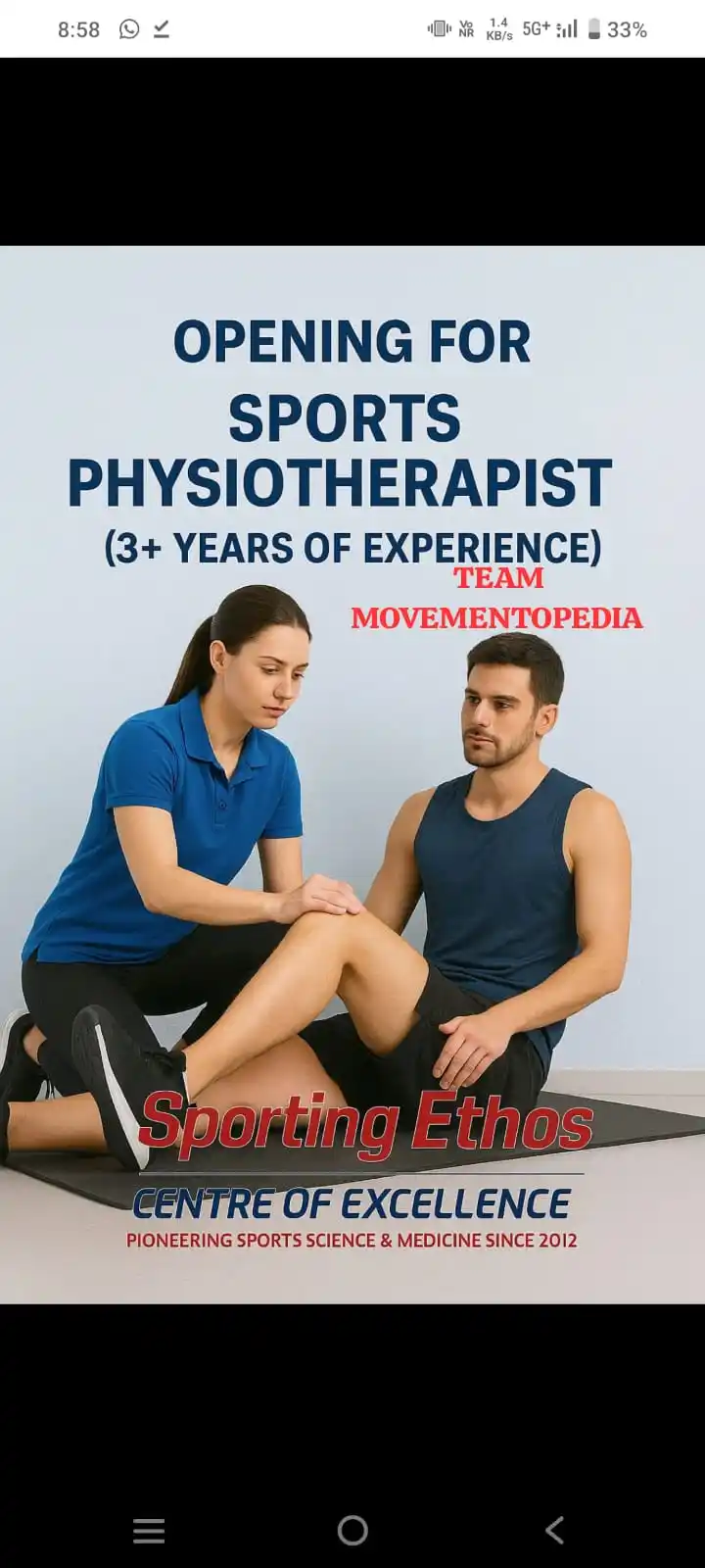 Image from MovementoPedia: *JOB POSTING – SPORTS PHYSIOTHERAPIST*  *Position:* Sports Physiothera...