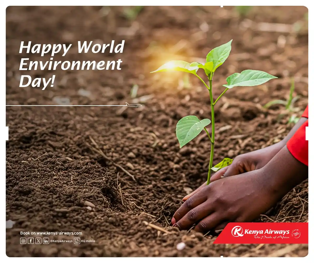 Image from Kenya Airways Newsroom: Let's create a better future with less plastic waste. At Kenya Airways...