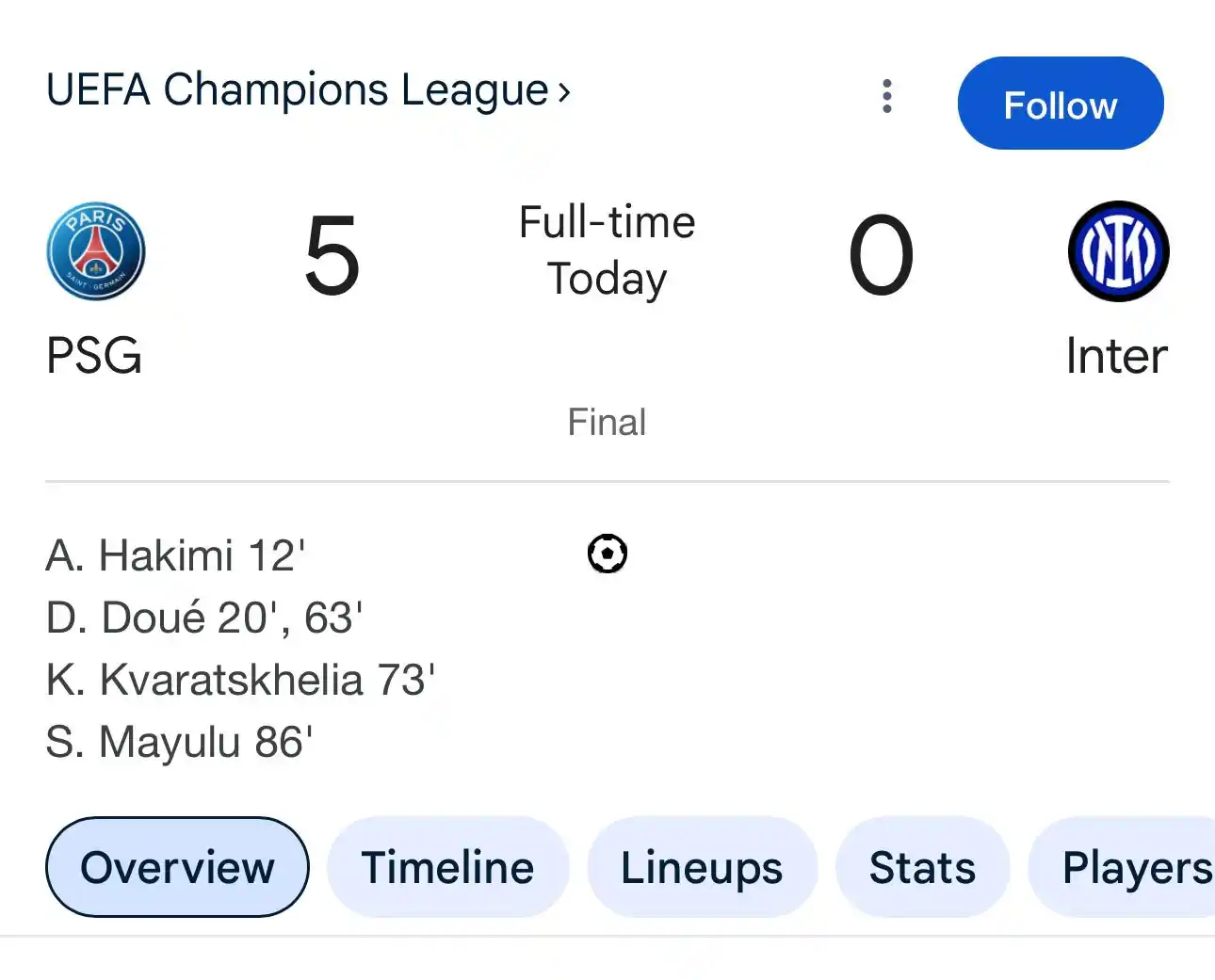 Image from Nehanda Radio: PSG crush Inter Milan 5-0 to win the UEFA <a class="text-blue-500 hove...