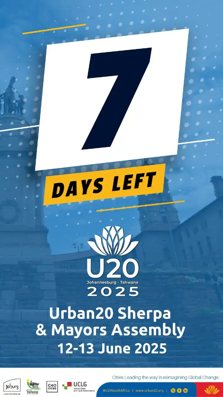 Image from City Of Joburg: 7 days left! 🗓️ The Urban20 Sherpa & Mayors Assembly kicks off June 1...