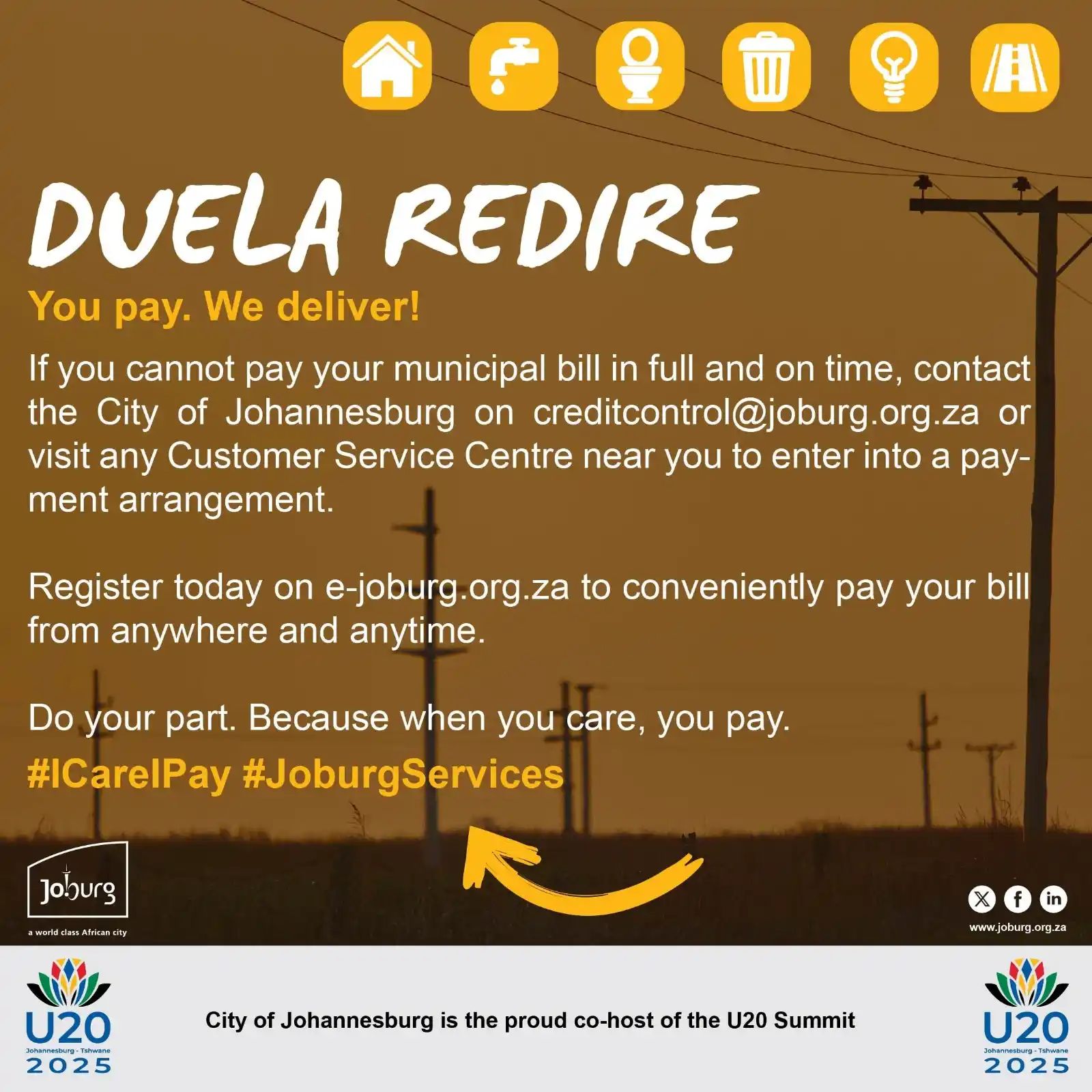 Image from City Of Joburg: Can’t pay in full? Make a payment arrangement at your nearest Customer...
