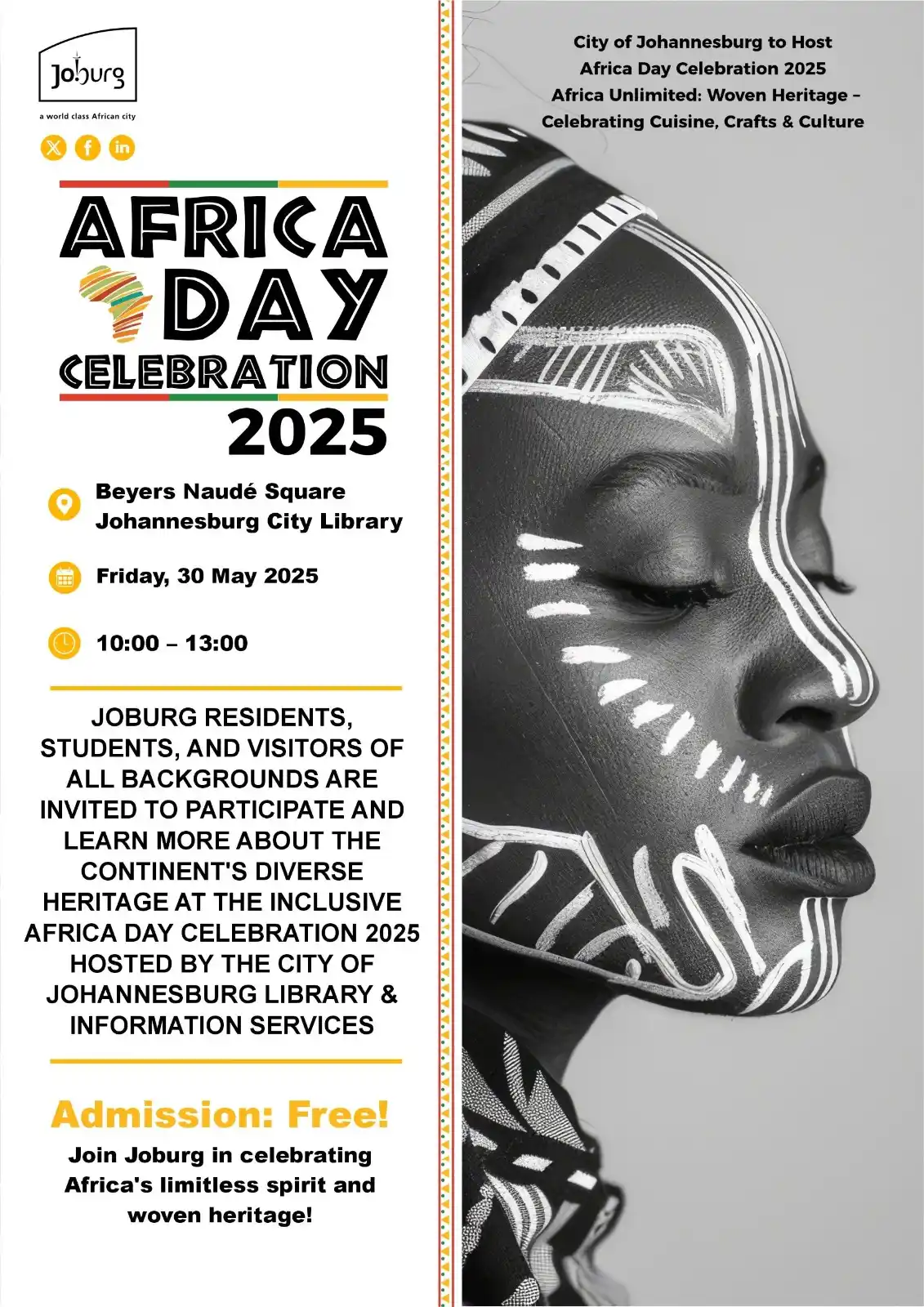 Image from City Of Joburg: Celebrate Africa’s vibrant spirit with us. Join the Africa Day Celebra...