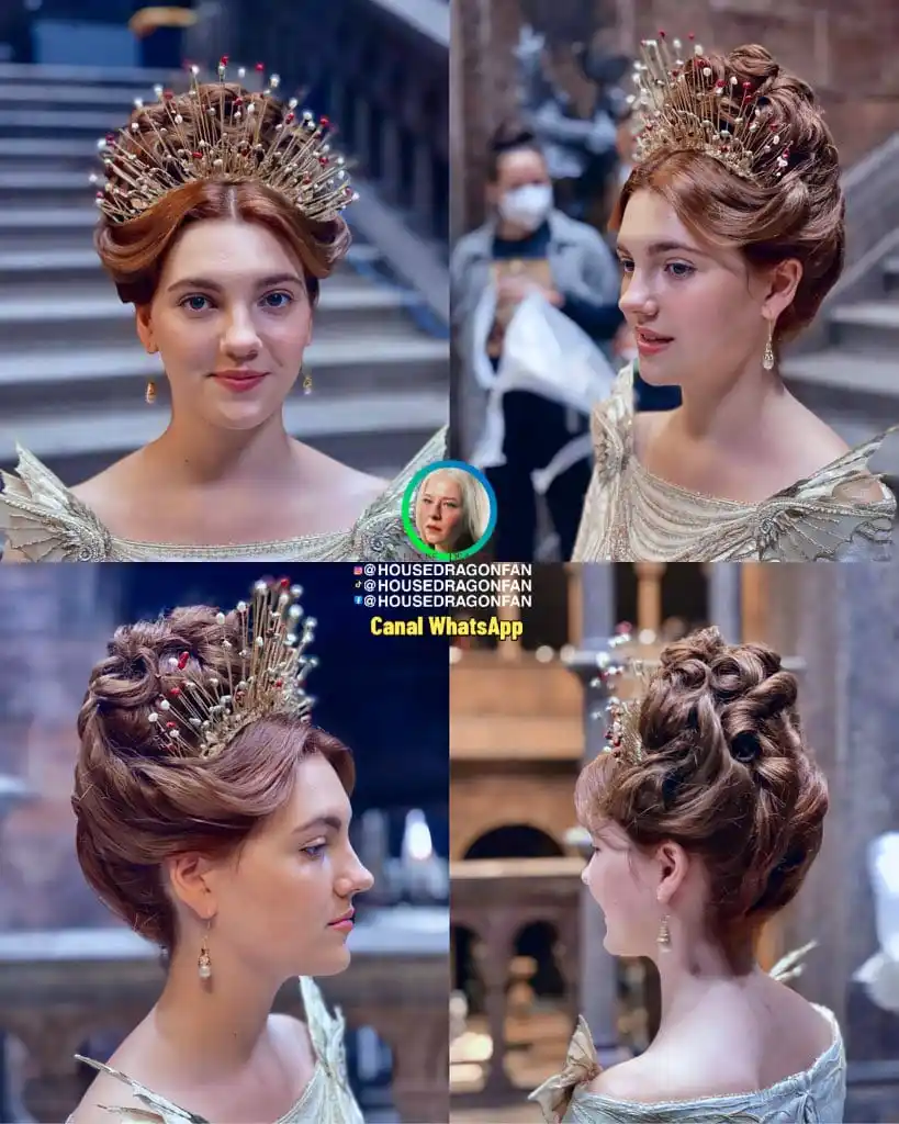 Image from HOUSE DRAGÓN FANÁTICOS 🛡️: Emily Carey (Alicent Hightower) detrás de cámaras, vestida como novia ...