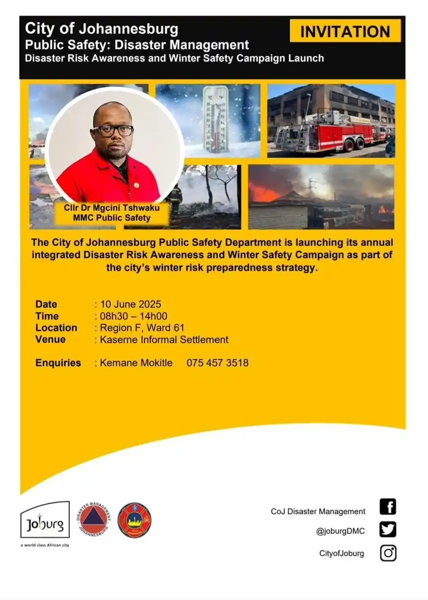 Image from City Of Joburg: Join the City of Joburg’s Public Safety team at the launch of the Wint...