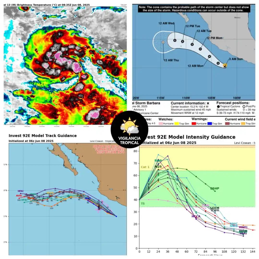 Image from Vigilancia Tropical ✅: ✅OFICIAL: 🌀Se forma la Tormenta Tropical Bárbara en el Pacífico Orien...