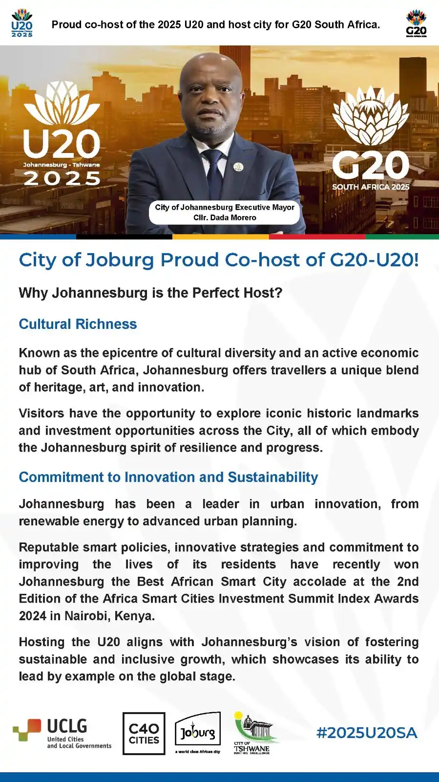 Image from City Of Joburg: The City of Joburg is proud to be the co-host of the 2025 U20 and host...