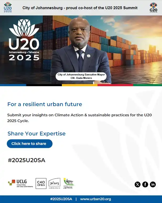 Image from City Of Joburg: The City of Johannesburg is a proud co-host of the U20 2025 Summit. Jo...