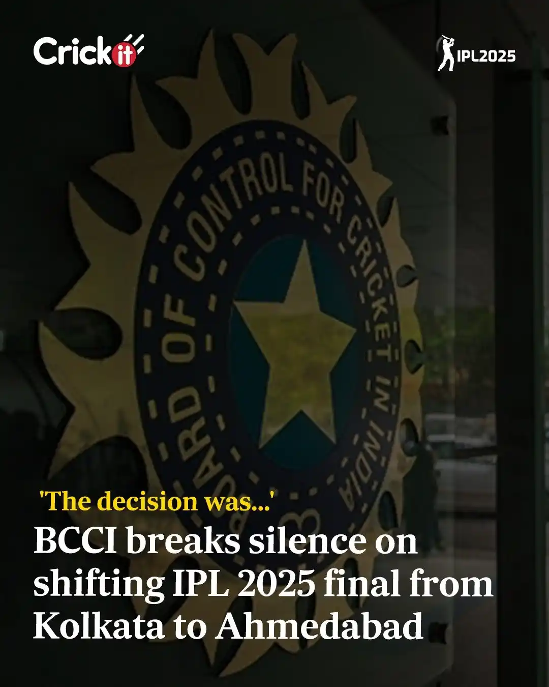 Image from Hindustan Times: *CrickIt* | BCCI faced backlash for venue shift, but Ahmedabad's dry w...