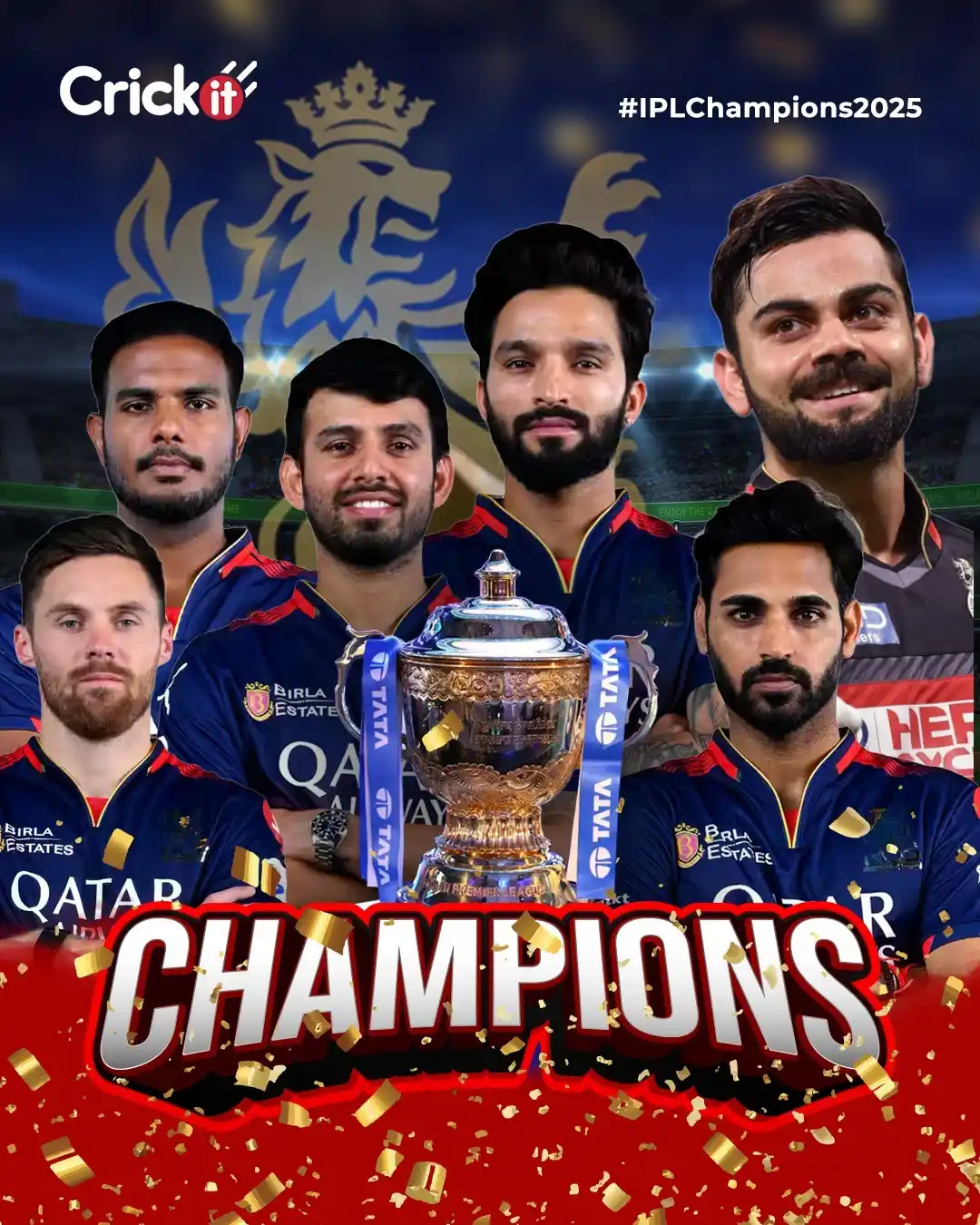 Image from Hindustan Times: *Crickit* | Royal Challengers Bengaluru are the champions of Tata IPL ...
