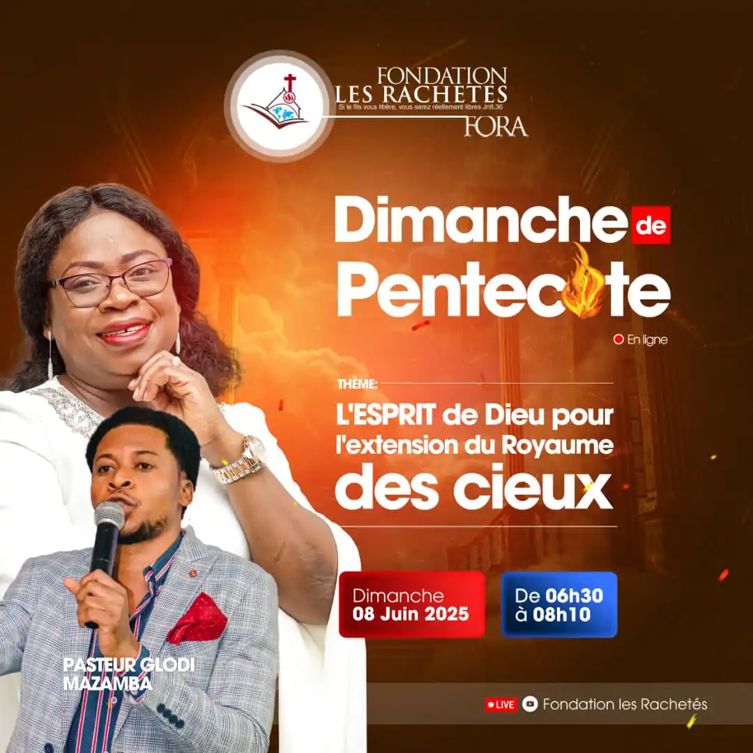 Image from Fondation les Rachetés: 🔥 Dimanche de Pentecôte – Une effusion de l'Esprit en direct ! 🔥 Rej...