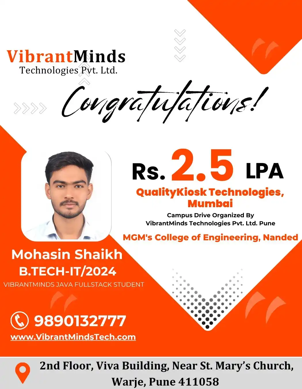Image from VibrantMinds Technologies Pvt Ltd: ✨ *From Learner to Earner!* 💻🚀 *Big shoutout* to our Java course cha...