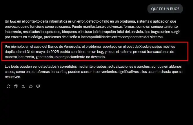 Image from Canal IVSS Pensionados de Venezuela en WhatsApp (Adm. Pierino Atria Vargas): ✅ *Que Esta Pasando con el BDV?* 📌 Se trata de un BUG (fallo informát...