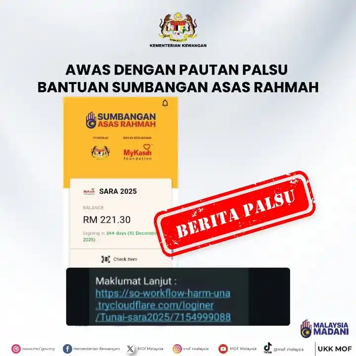 Image from Jawatan Kosong Kerajaan & Lain² Info Bermanfaat: Kementerian Kewangan menegaskan bahawa mesej Bantuan Sumbangan Asas Ra...